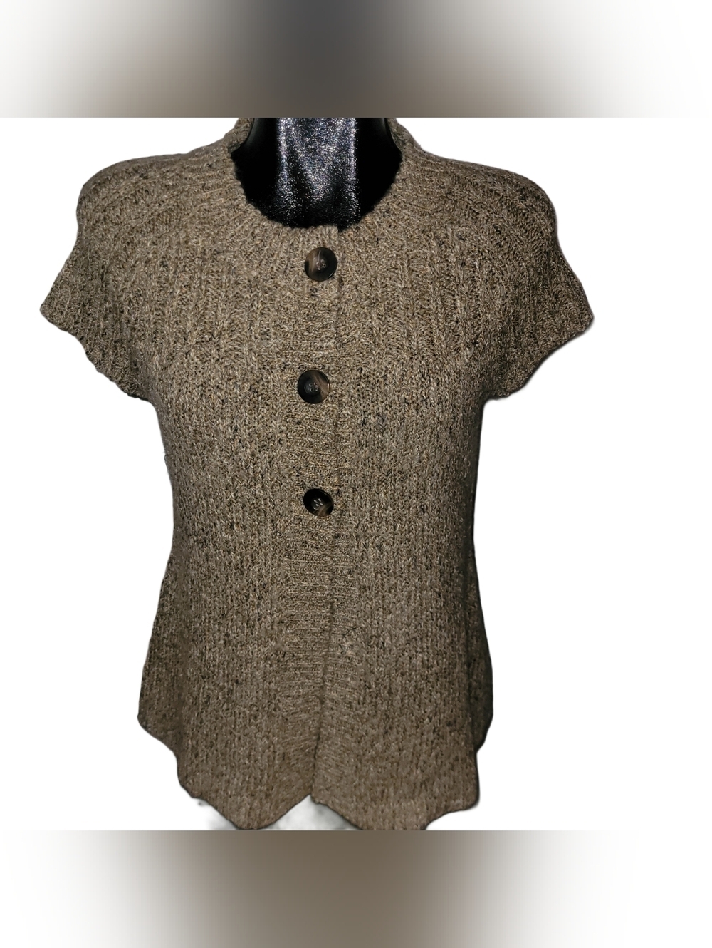 Charter Club Tan Knit 3 Button-Front Short Sleeve Cardigan Size S